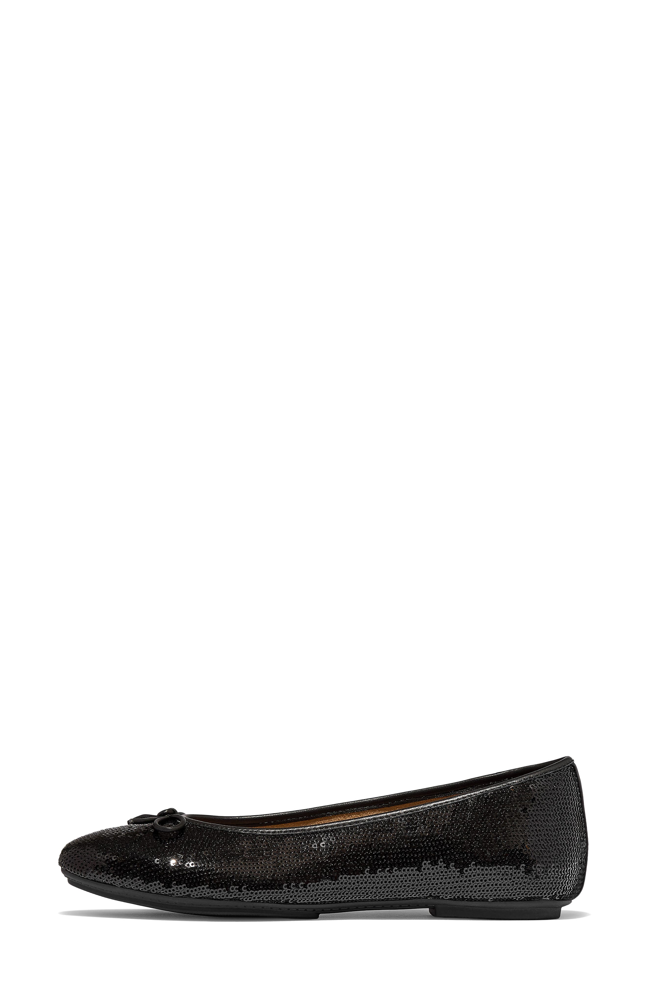 Delicato Bow Sequin Ballet Flat, Alternate, color, BLACK