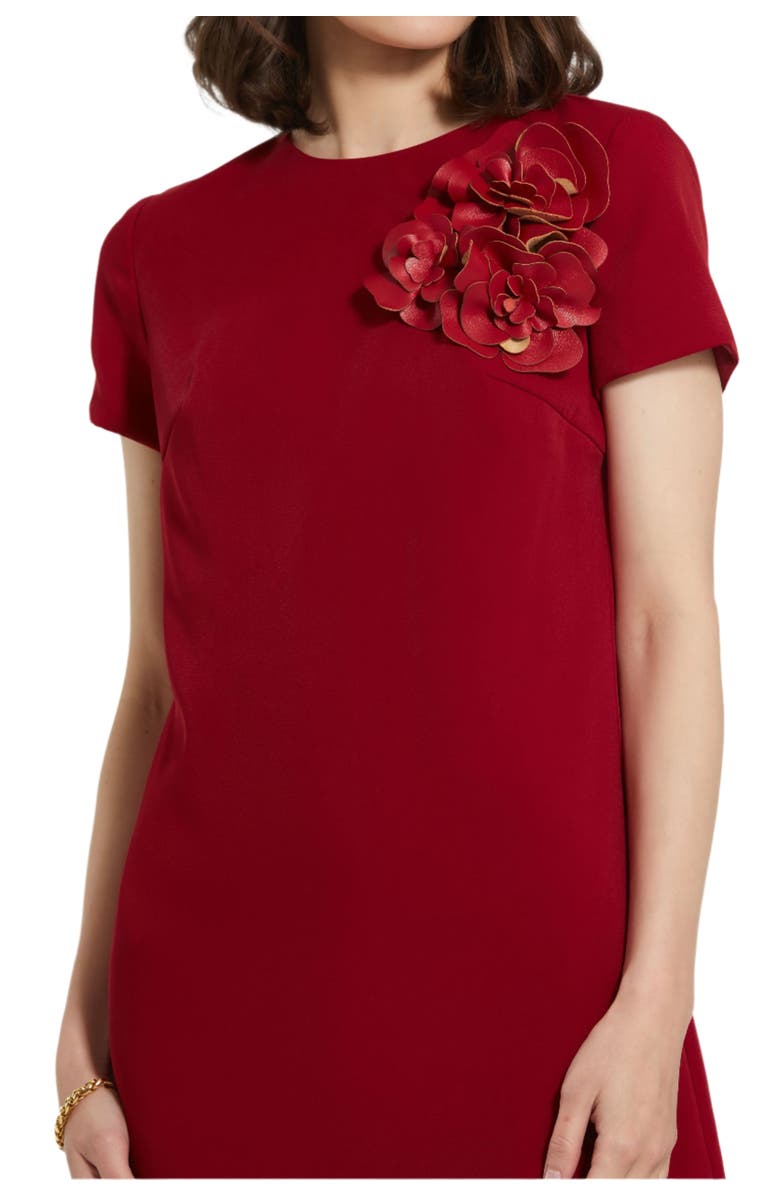 Mac Duggal Crepe Cap Sleeve Mini Dress With 3D Flower Details, Alternate, color, Garnet