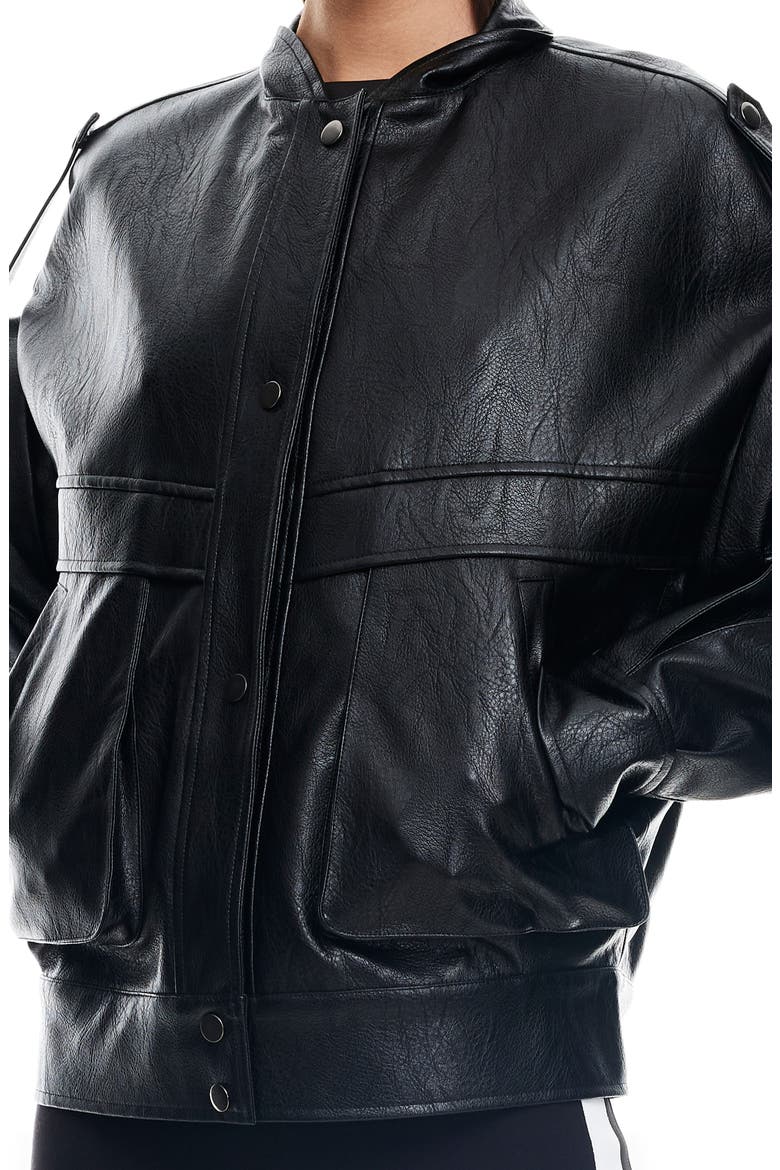 Madame Faux Leather Jacket, Alternate, color, ONYX