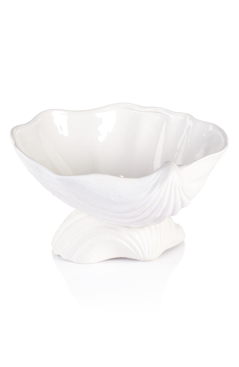 Zodax La Coquille Footed Clam Bowl, Main, color, White
