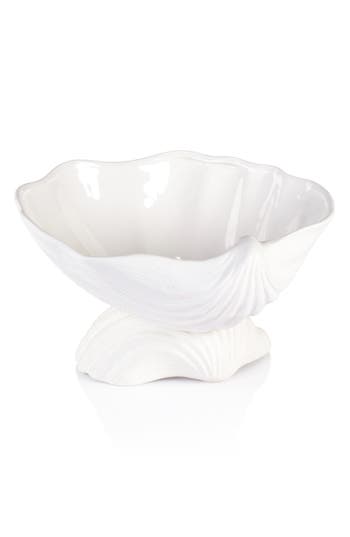 Zodax La Coquille Footed Clam Bowl In White