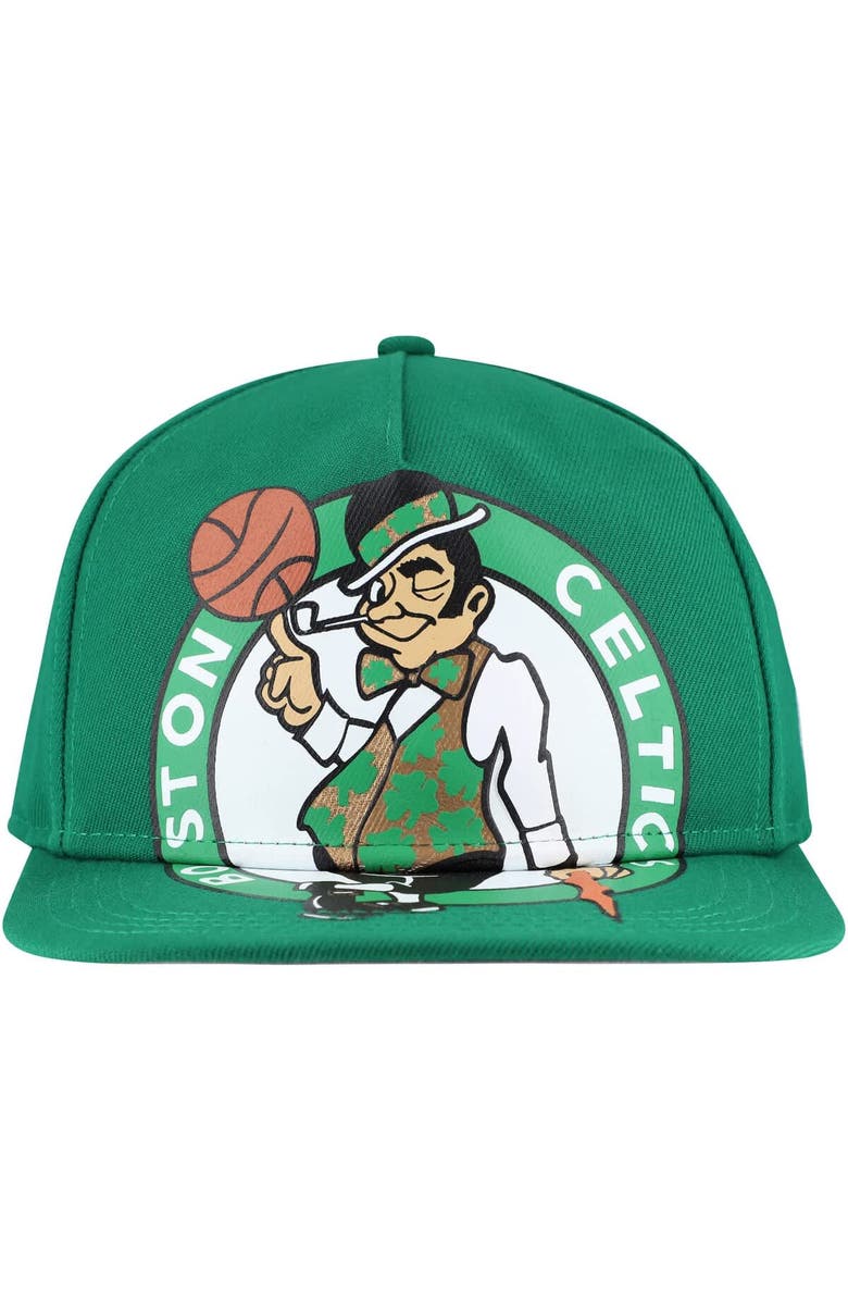 New Era Men's New Era Kelly Green Boston Celtics Oversized Puff Print Logo Golfer Snapback Hat, Alternate, color, Kelly Green