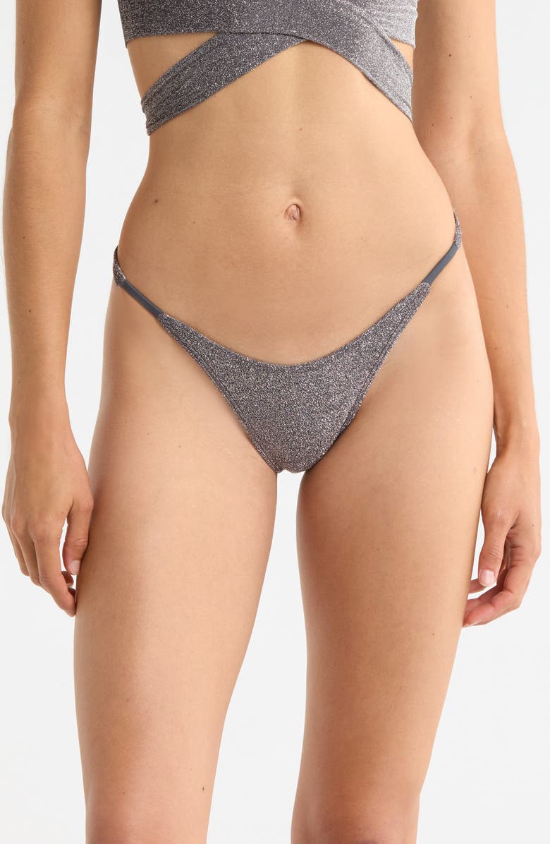 free-est by Free People Blair Metallic Bikini Bottoms, Main, color, Pavement