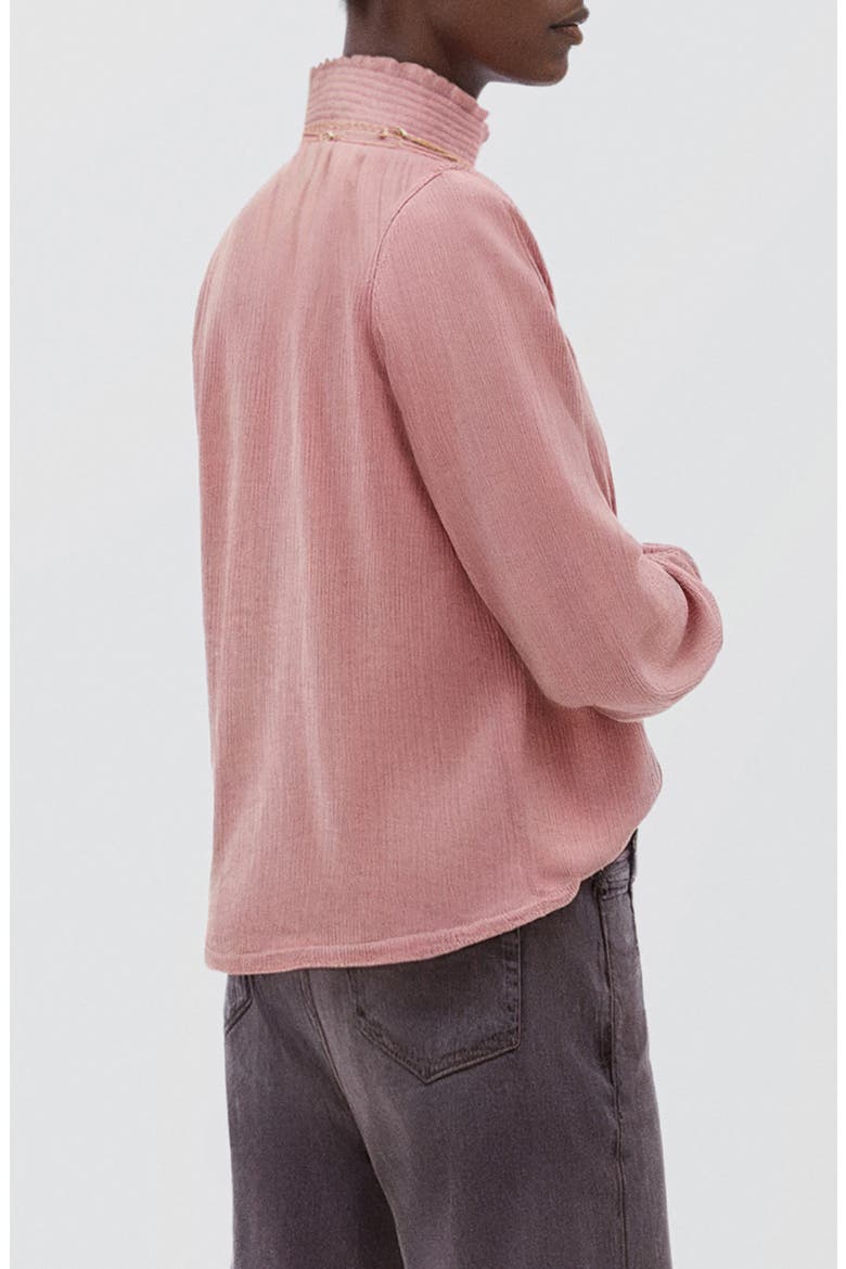 Mock Neck Blouse with Layered Embellishments, Alternate, color, LIGHT/ PASTEL PURPLE