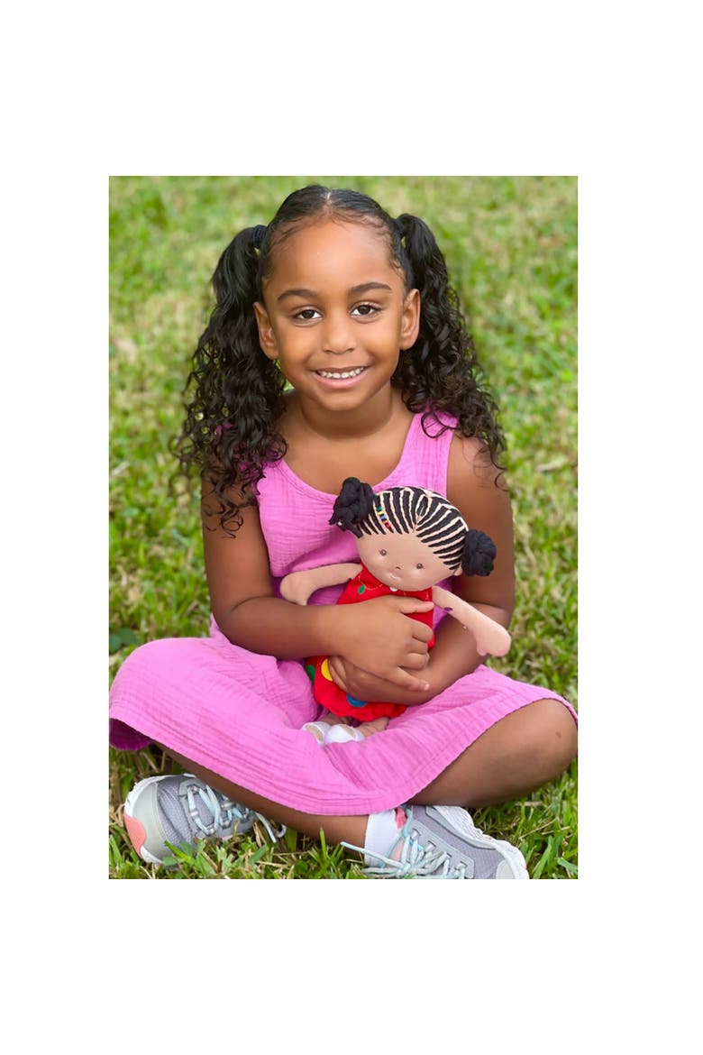 Tikiri Toys Kessie Fabric Baby Doll with Dark Skin & Hair 6 Months+, Alternate, color, Multicolored