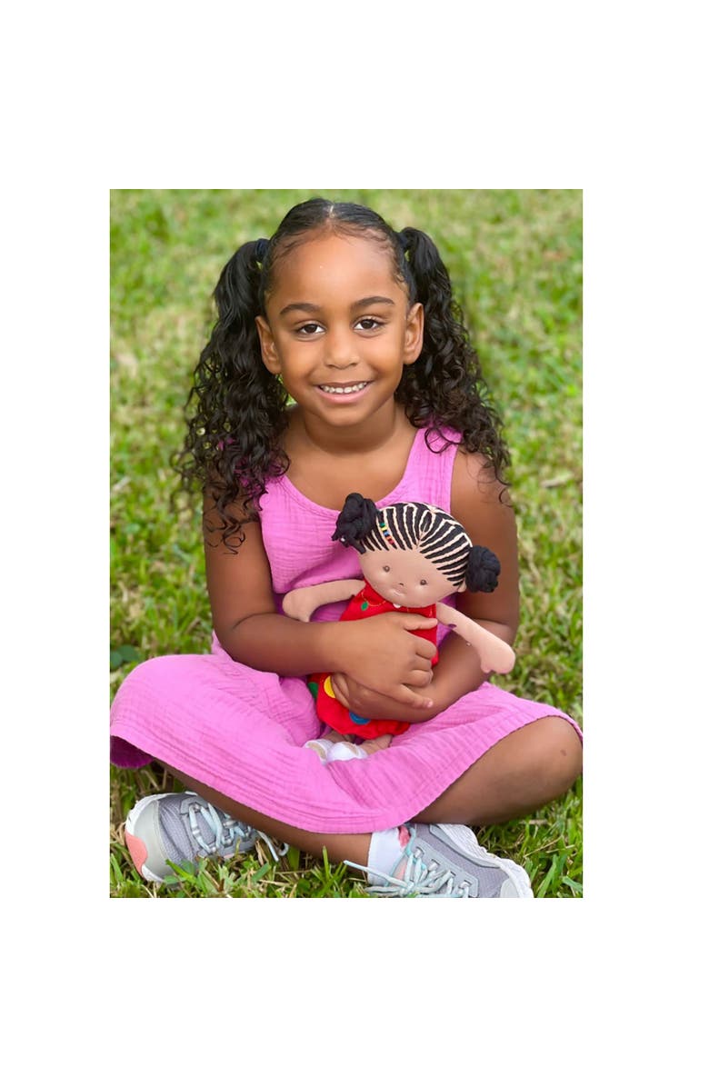 Bonikka Tikiri Toys Kessie Fabric Baby Doll with Dark Skin & Hair 6 Months+, Alternate, color, Multicolored