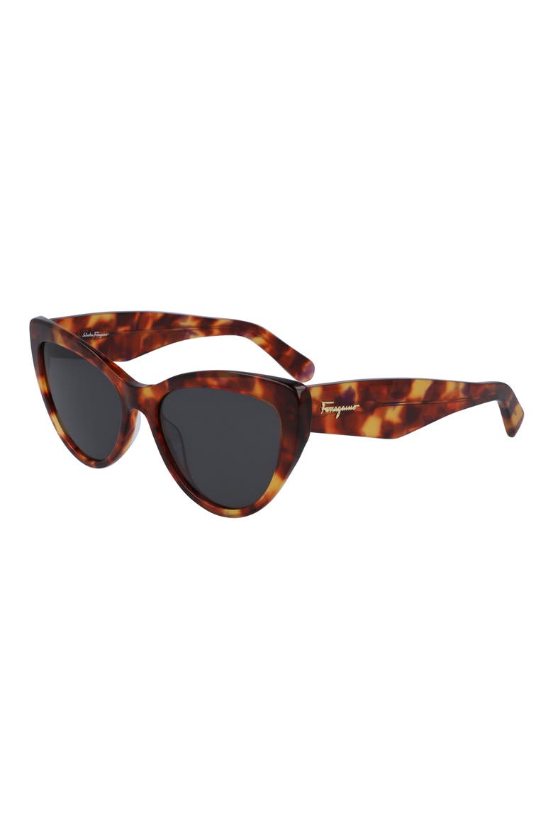 Salvatore Ferragamo 56mm Cat Eye Sunglasses, Alternate, color, TORTOISE