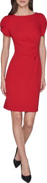 KARL LAGERFELD PARIS Short Sleeve Crepe Sheath Dress