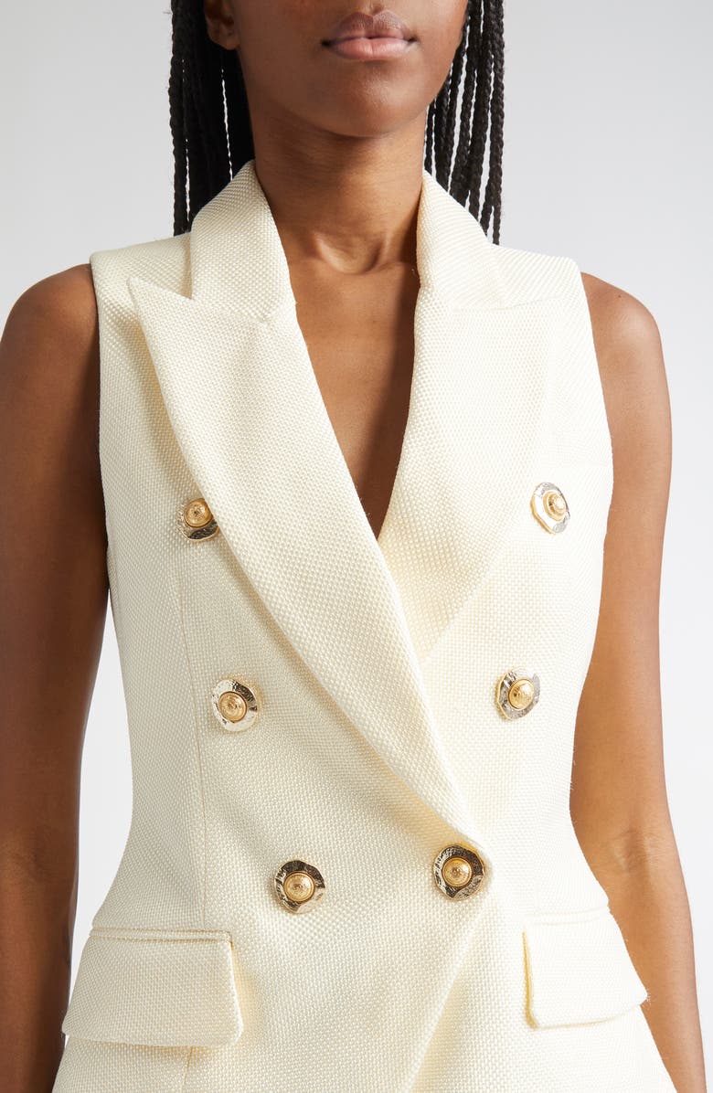 Balmain Basket Weave Weskit Top, Alternate, color, 0Fa Off White
