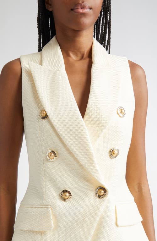 Balmain Jacquard Vest With Flap Pockets And Gold-tone Buttons In Neutral