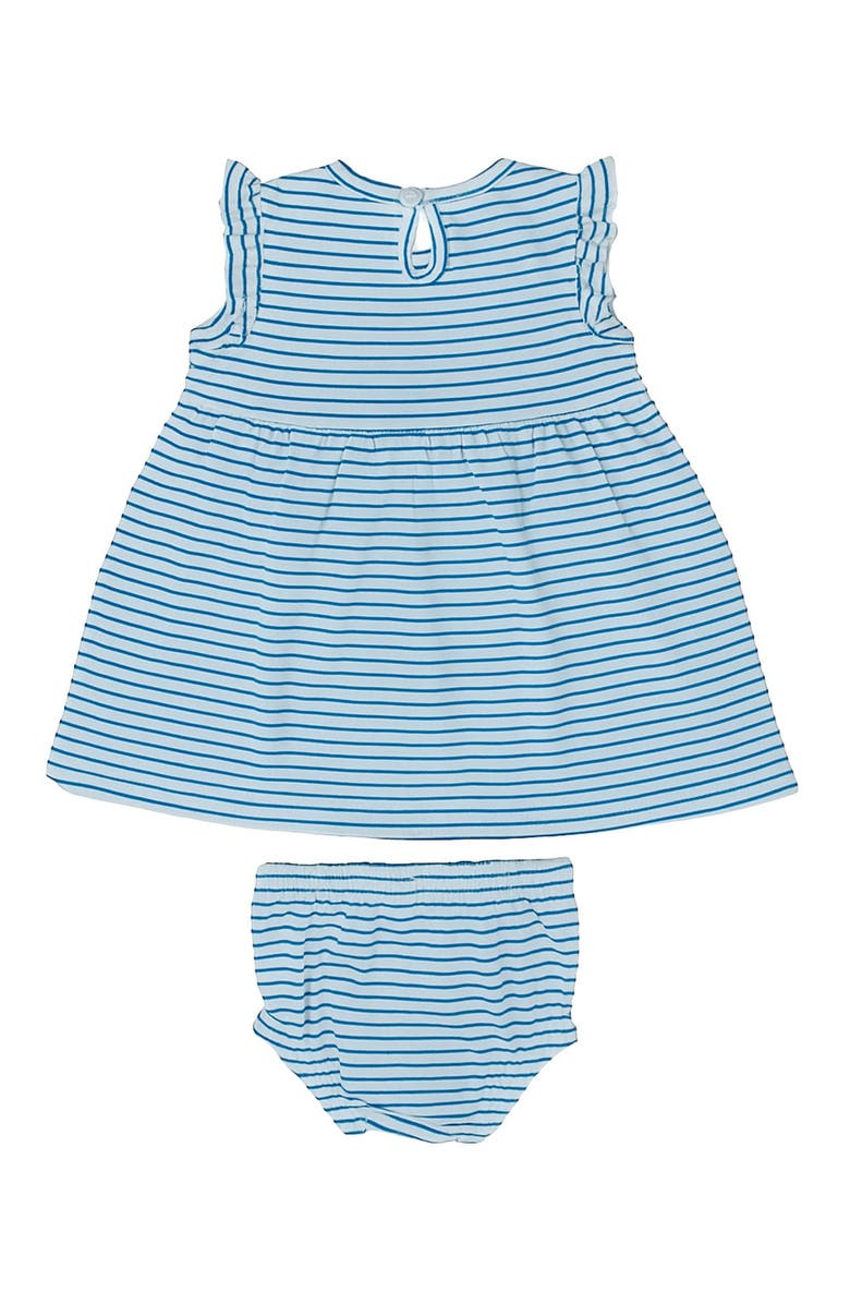 Lilly + Sid Organic Cotton Stripe Print T-Shirt and Short Set, Alternate, color, Blue