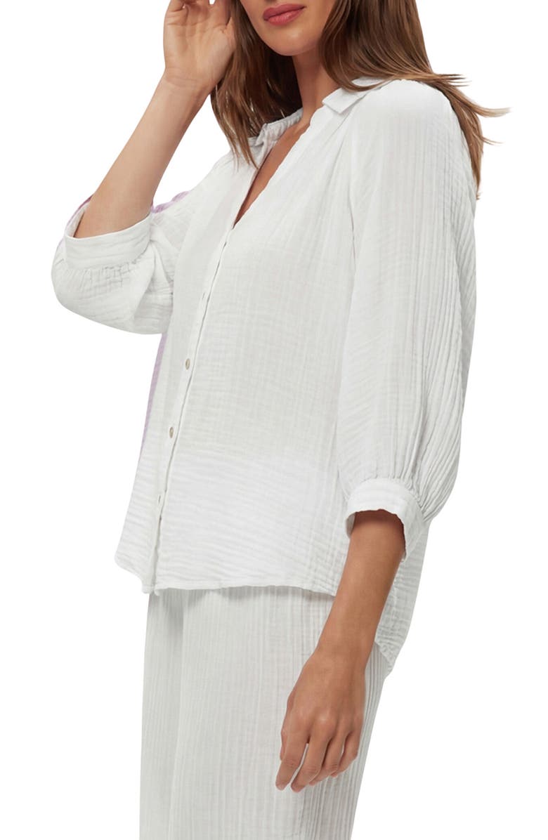 Michael Stars Kali Ruffle Neck Top, Alternate, color, White
