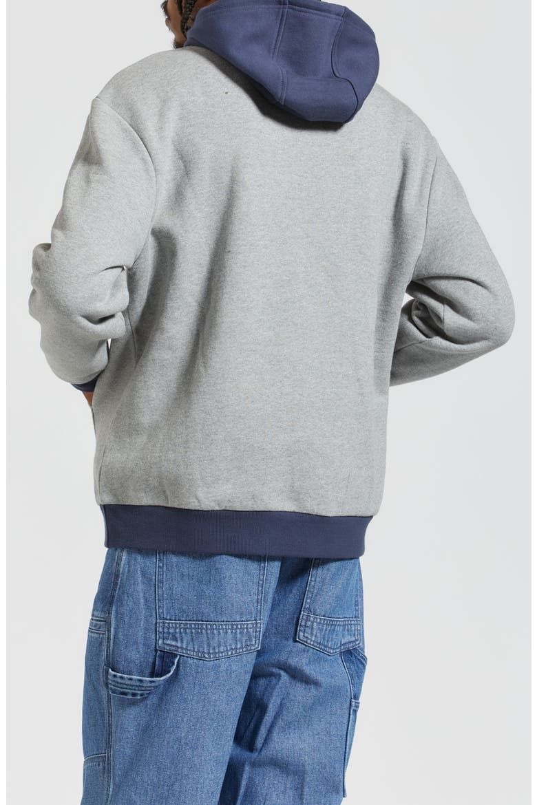 Retro Heavyweight Hoodie, Alternate, color, HEATHER GREY/ WASHED NAVY