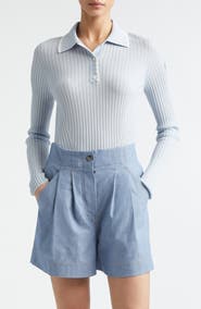 Moncler Long Sleeve Virgin Wool Polo