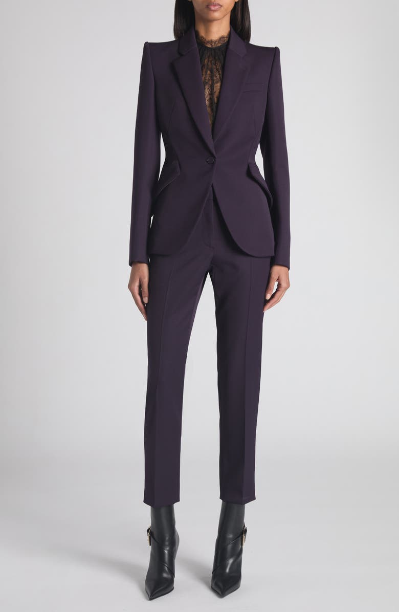 McQueen One-Button Wool Jacket, Alternate, color, Violet