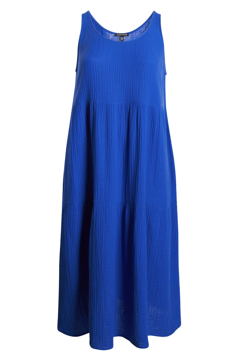 Eileen Fisher Organic Cotton Tiered Maxi Dress, Alternate, color, Bluebird