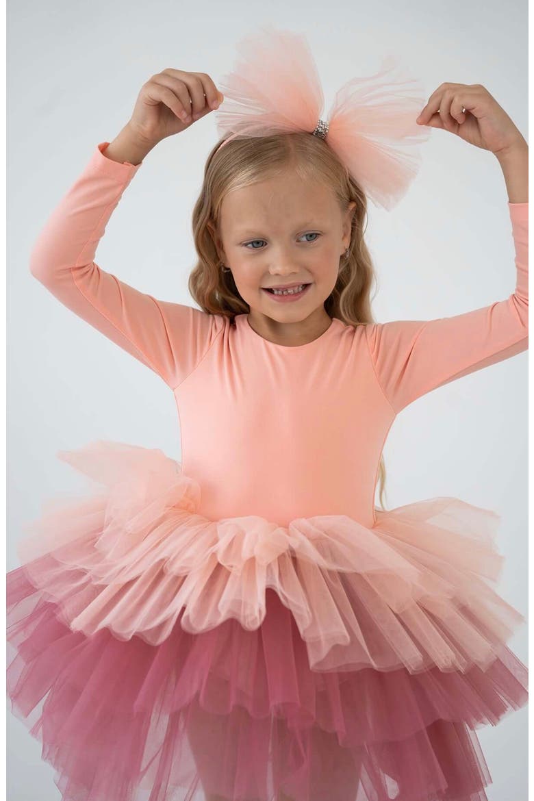 Dusty Long Sleeve Fluffy Tutu Dress, Alternate, color, Salmon Dusty