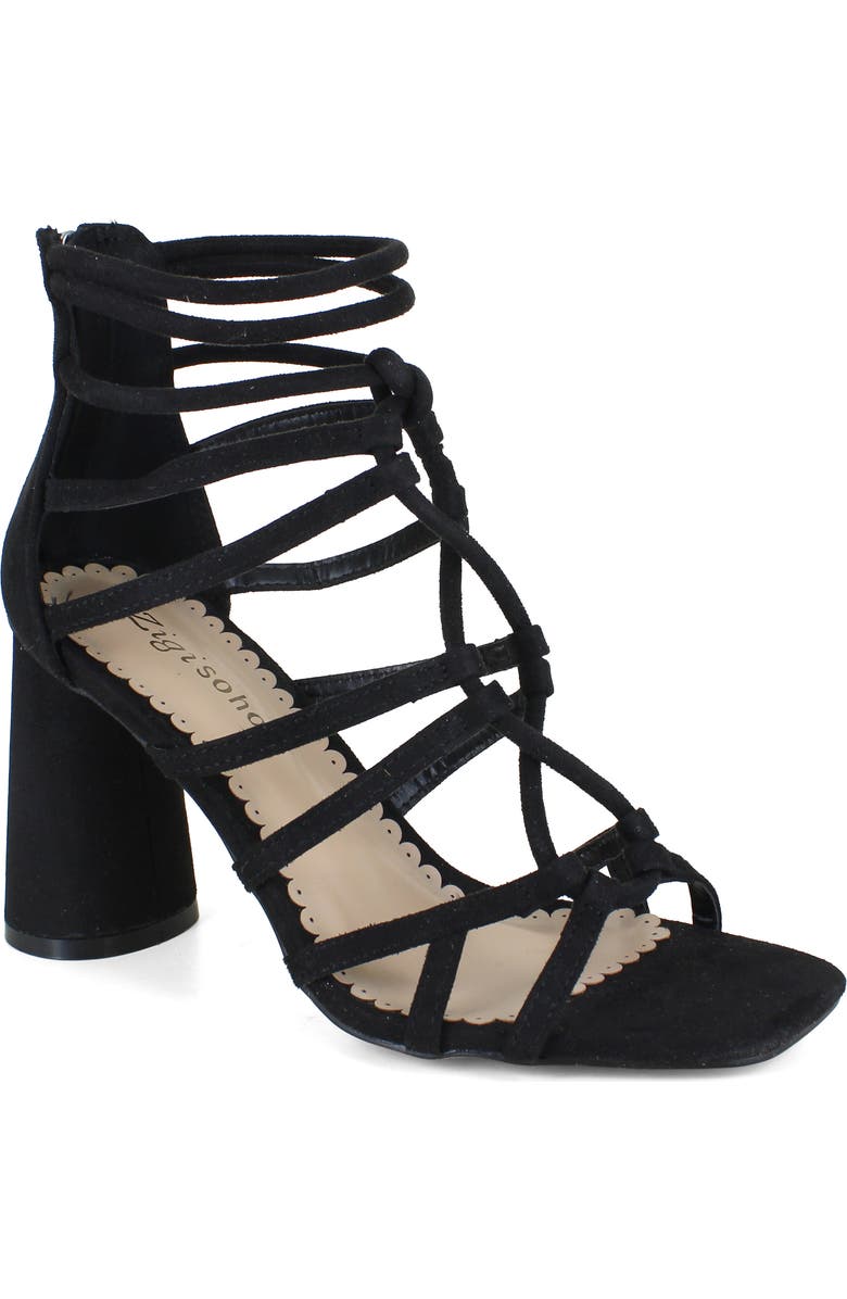 ZIGISOHO Cage Sandal, Main, color, Black Suede