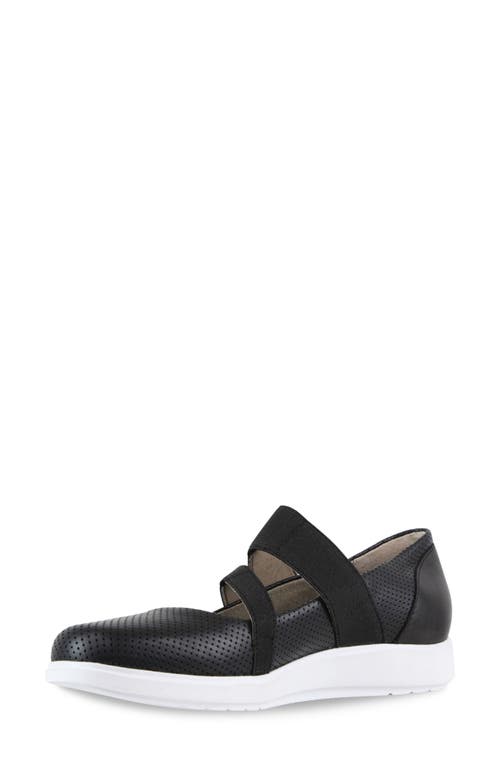 Munro Cass Mary Jane Flat In Black Perf/combo