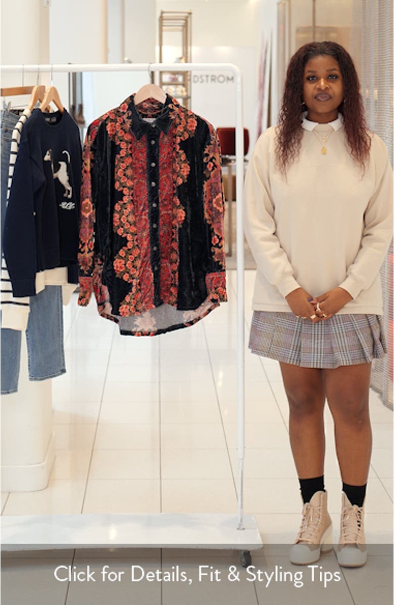 One Night Placed Print Velvet Button-Up Shirt, sales video thumbnail