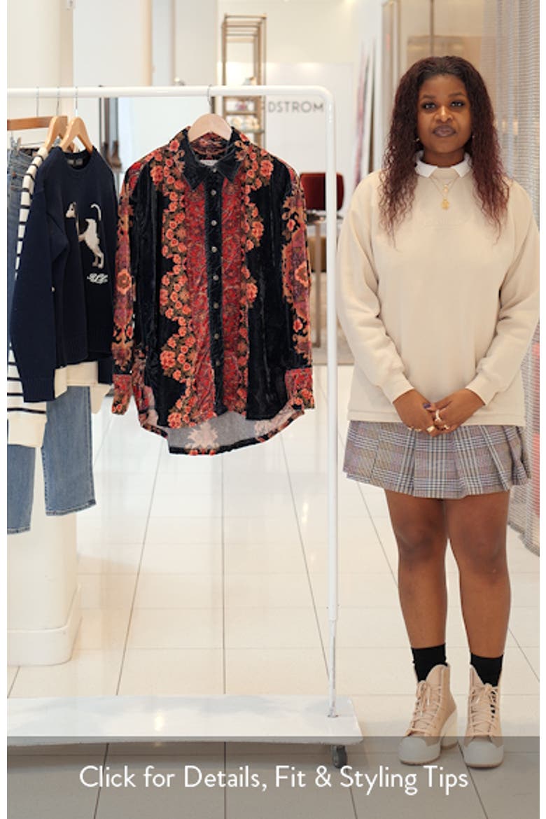 One Night Placed Print Velvet Button-Up Shirt video