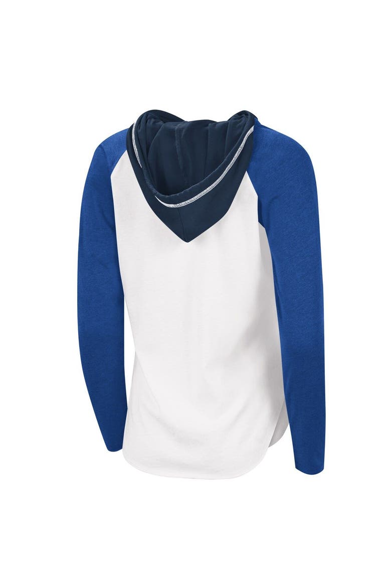 Women's G-III Sports by Carl Banks White/Blue St. Louis Blues MVP Raglan Lightweight Hooded T-Shirt, Alternate, color, White