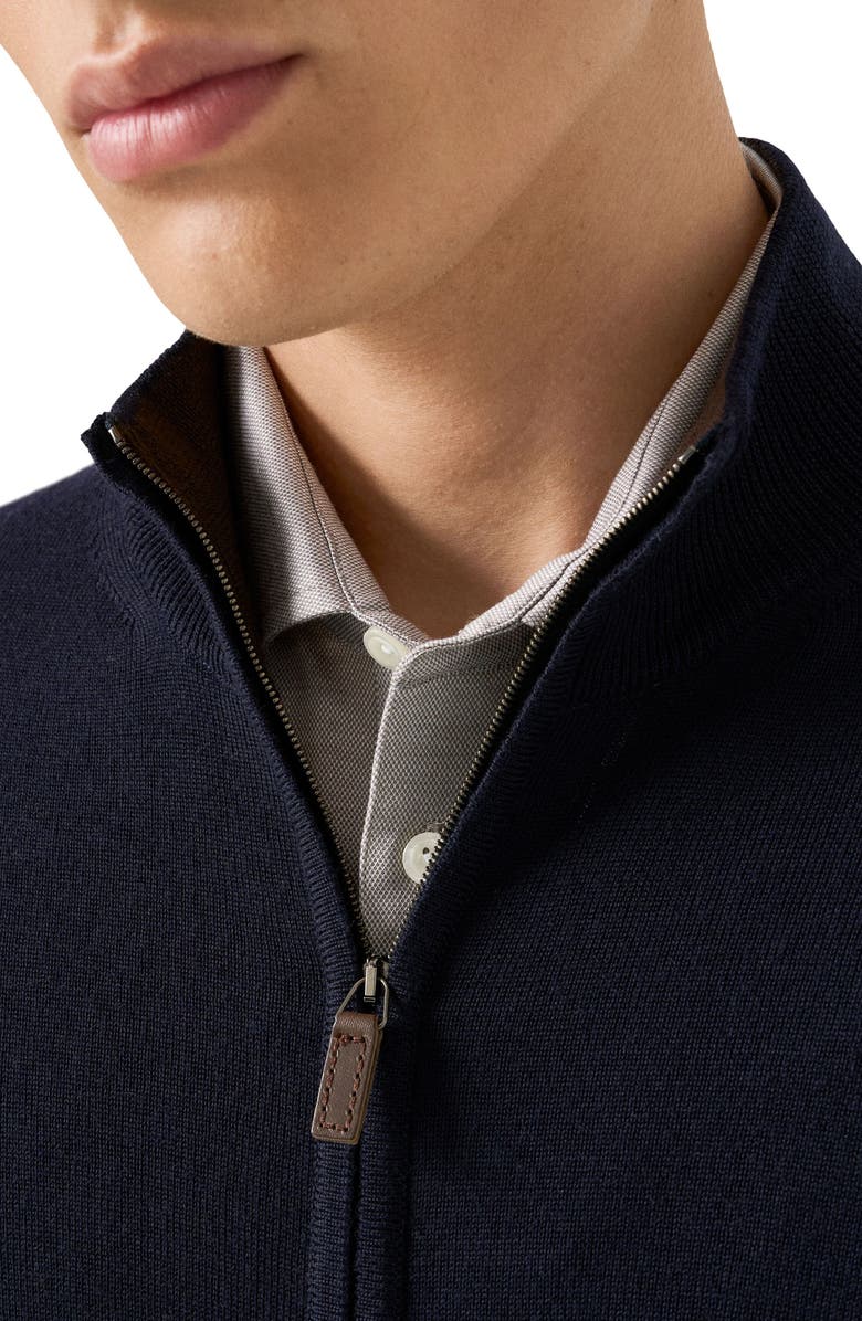 Eton Front Zip Merino Wool Cardigan, Alternate, color, Navy