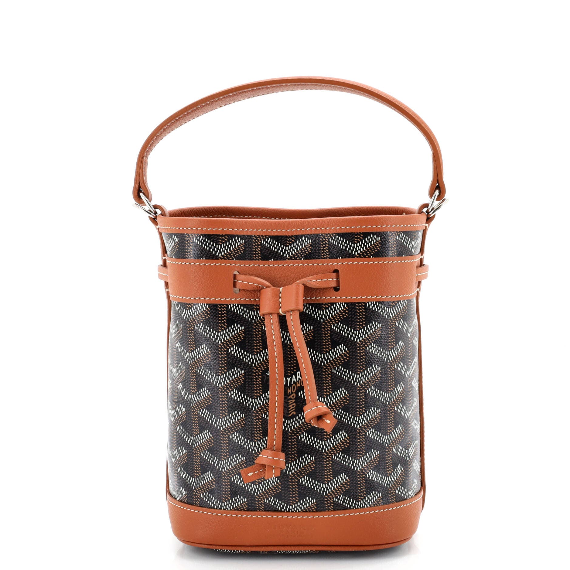 Pre-Owned Goyard Petit Flot Bucket Bag Coated Canvas Mini, Main, color, Brown