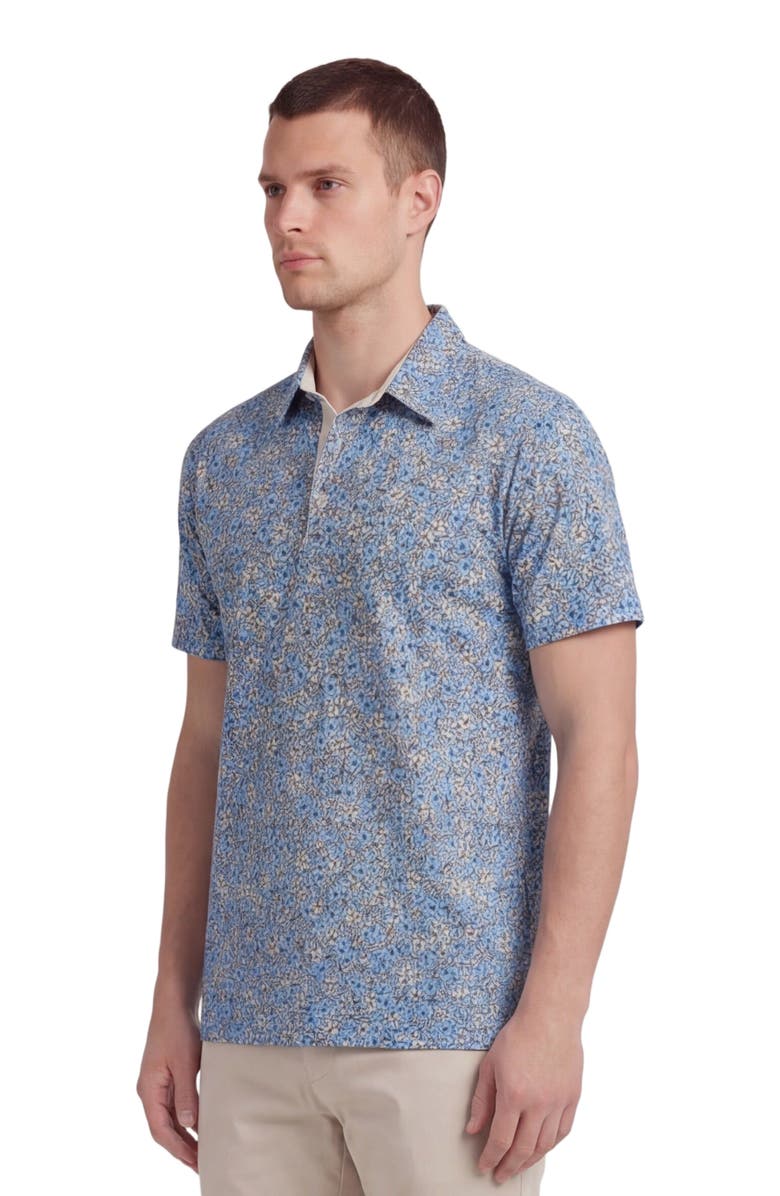 Lords of Harlech Floral Field Mens Knit Polo, Alternate, color, Floral Field Blue