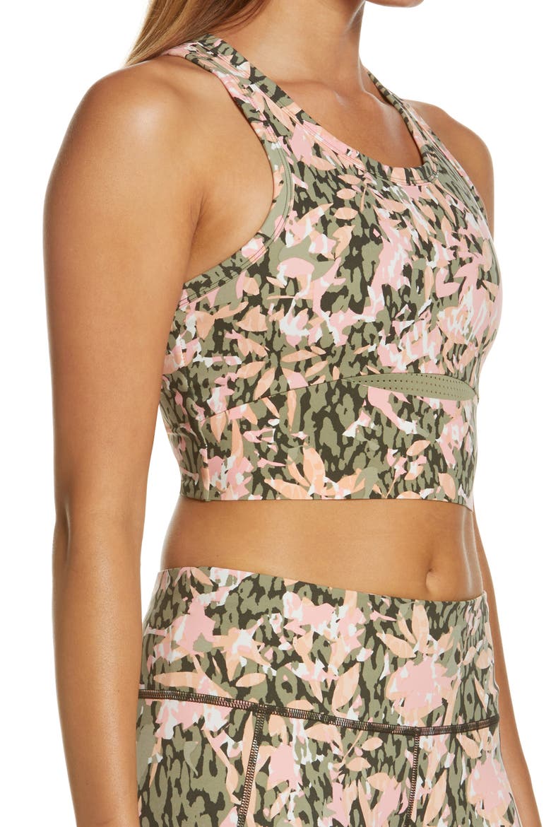 Power Frame Racerback Sports Bra (Limited Edition), Alternate, color, GREEN FLORAL TEXTURE PRINT