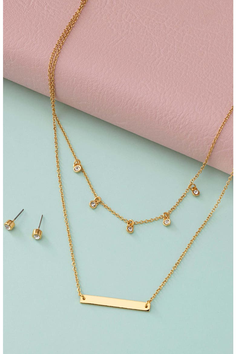 Layered Gem Necklace, Alternate, color, Gold