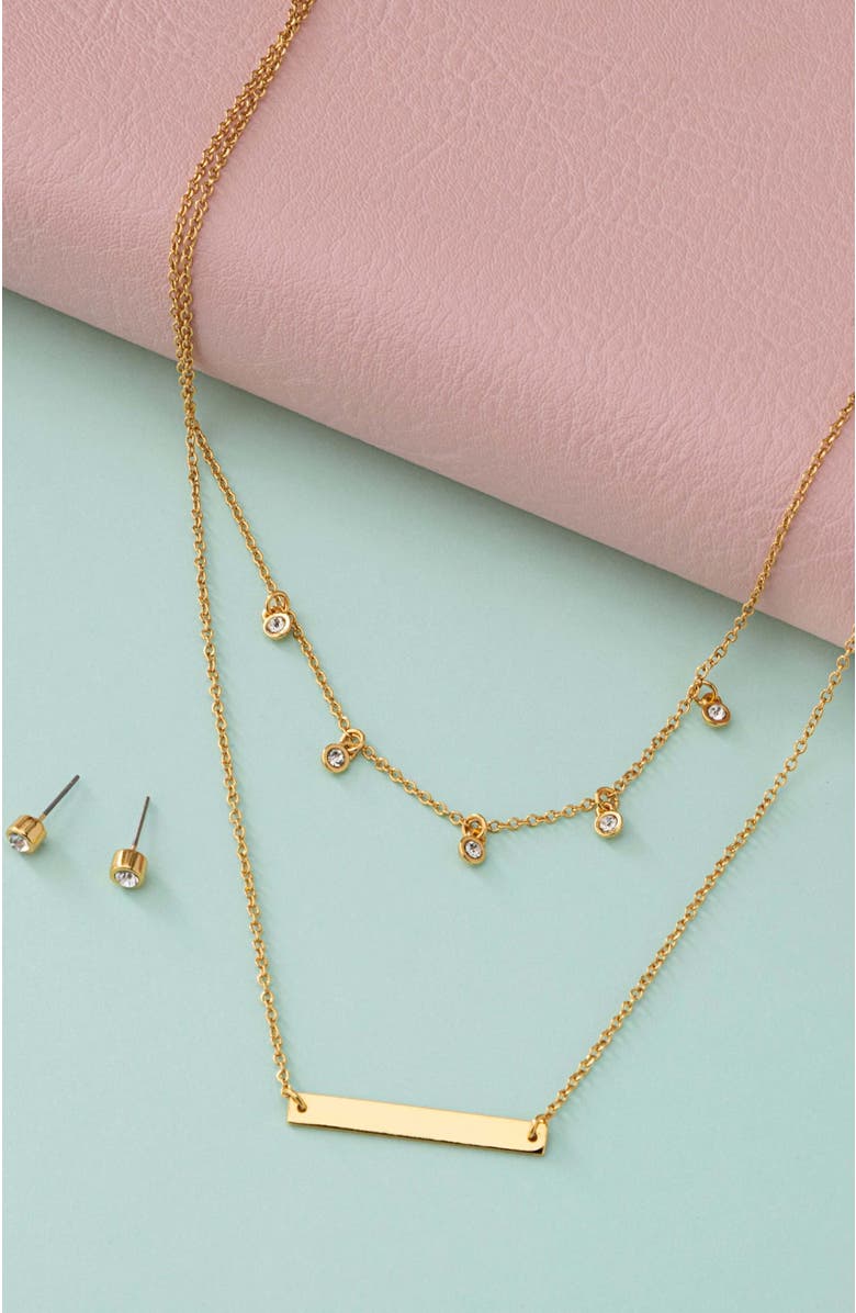 Fosterie Layered Gem Necklace, Alternate, color, Gold