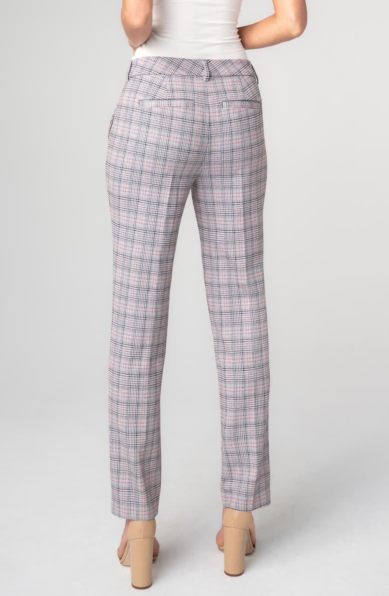 Liverpool Los Angeles Kelsey Plaid Tapered Pants, Alternate, color, Grey/ Blush Plaid
