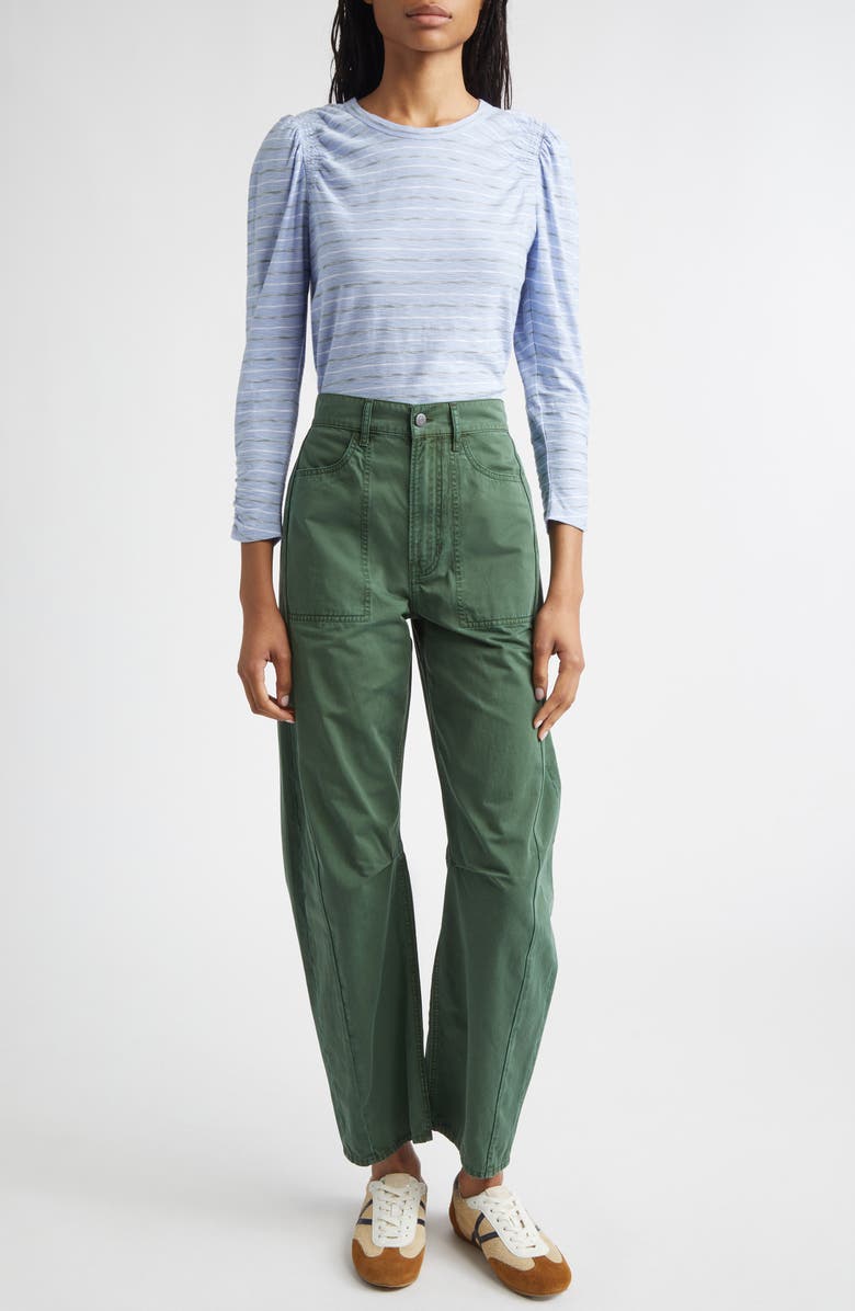 Veronica Beard Bouvet Puff Sleeve Cotton T-Shirt, Alternate, color, Ice Blue Multi