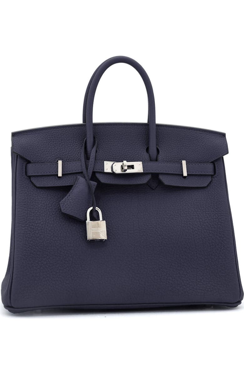 Pre-Owned Hermes Birkin Handbag Blue Togo with Palladium Hardware 25, Alternate, color, Bleu Nuit