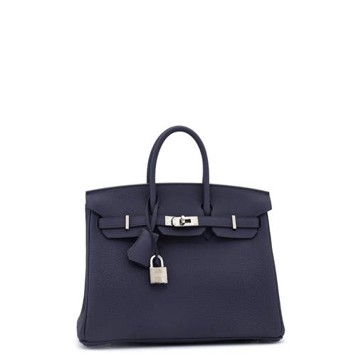 Pre-owned Hermes  Hermes Birkin Handbag Blue Togo With Palladium Hardware 25 In Blue