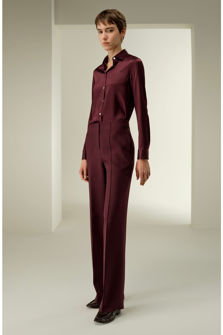 Women's Timeless Silk Charmeuse Shirt, Alternate, color, Pinot Noir