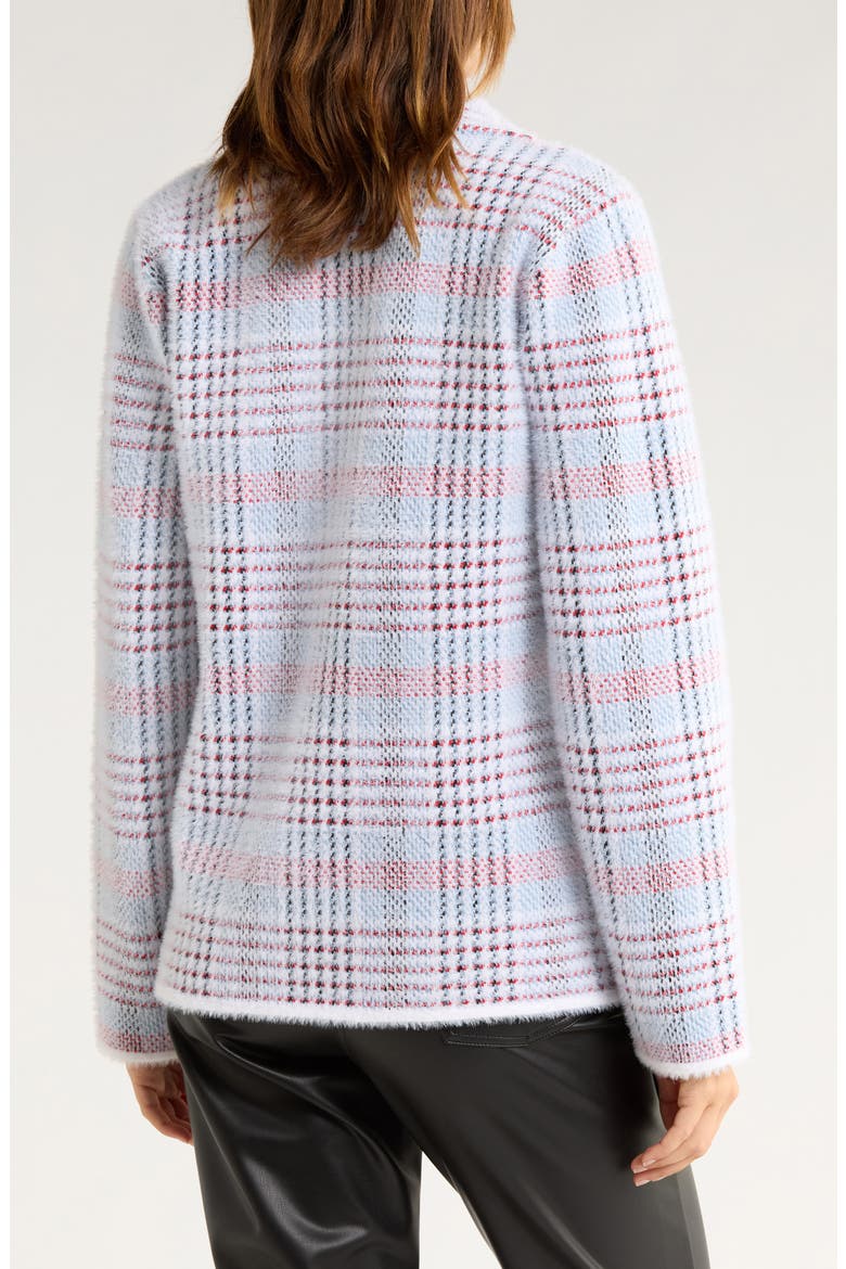 Paige Plaid Double Breasted Sweater Coat, Alternate, color, BLACK/ WHITE/ RED/ BLUE