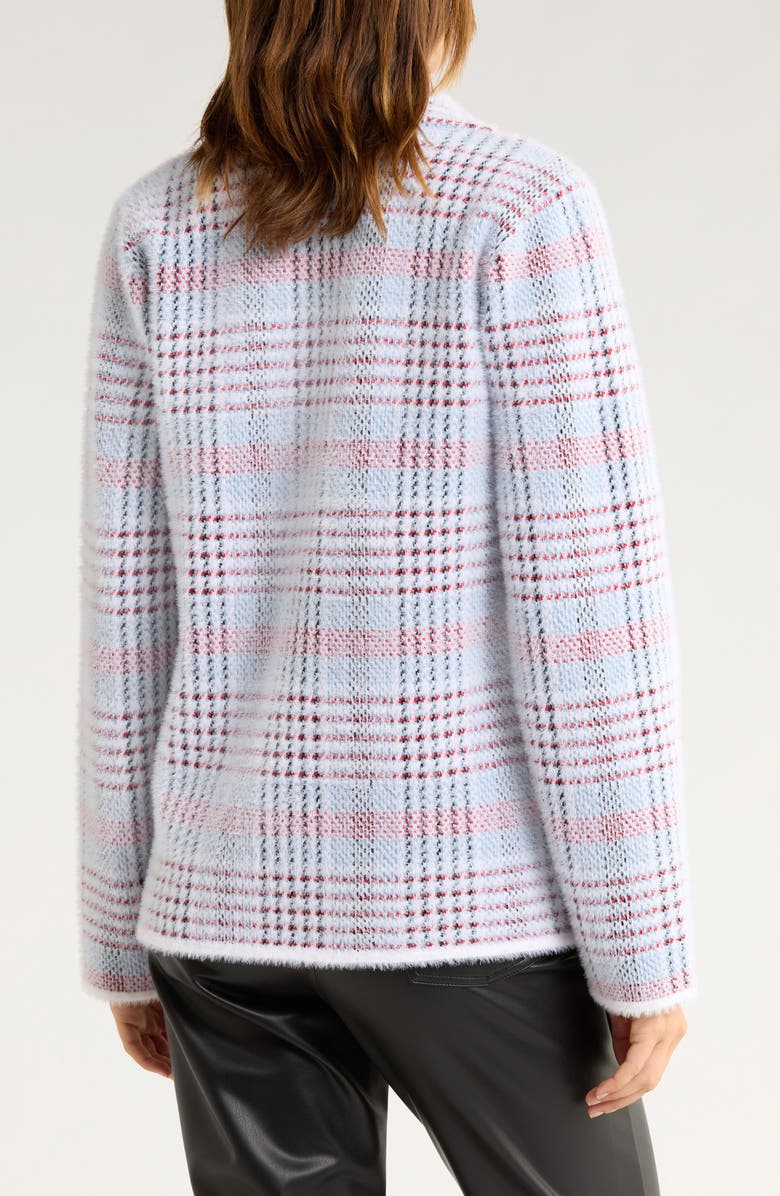 Love By Design Paige Plaid Double Breasted Sweater Coat, Alternate, color, Black/ White/ Red/ Blue