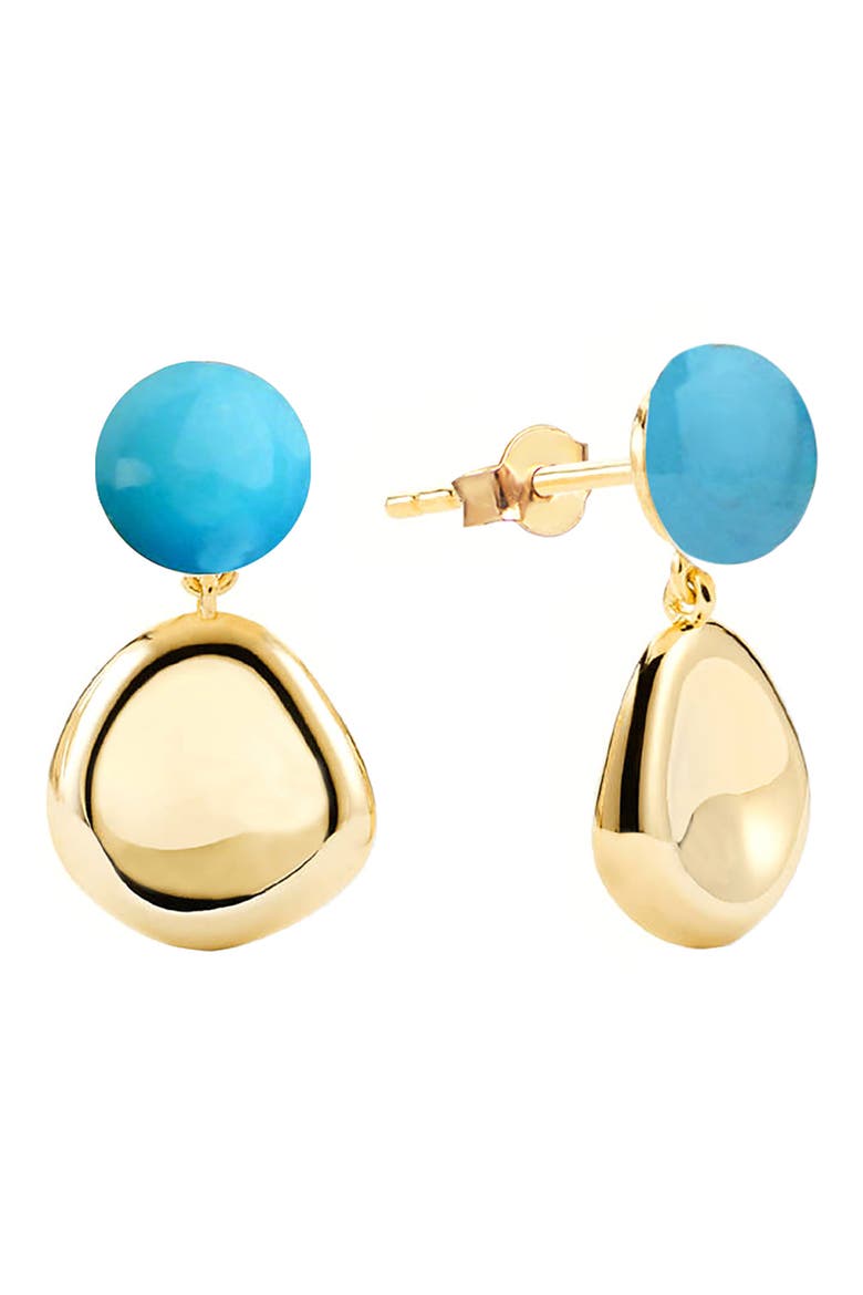 Turquoise Drop Earrings, Main, color, GOLD