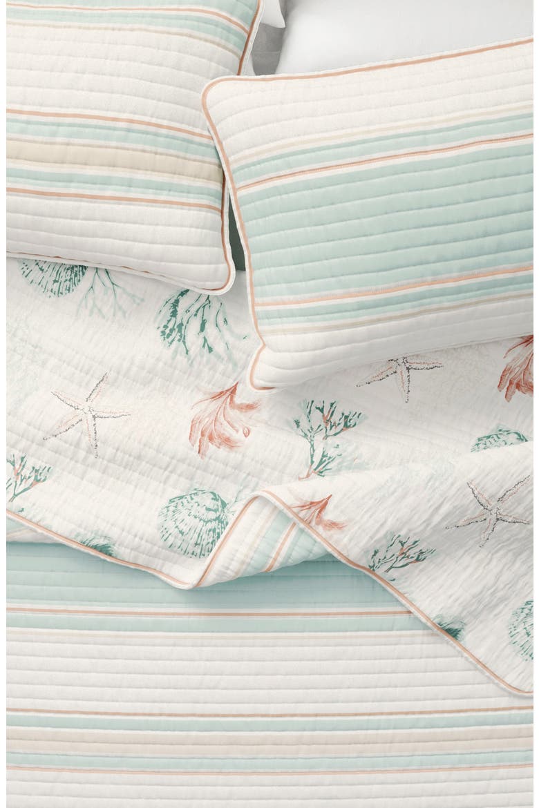Elevated Coastal Cotton Quilt Set, Alternate, color, FLAG STRIPE / KELP BREEZE
