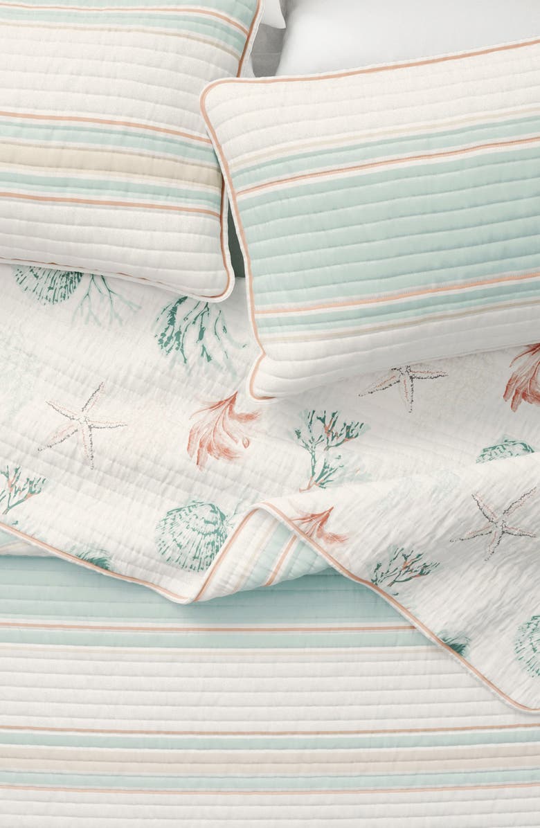 Woven & Weft Elevated Coastal Cotton Quilt Set, Alternate, color, Flag Stripe / Kelp Breeze