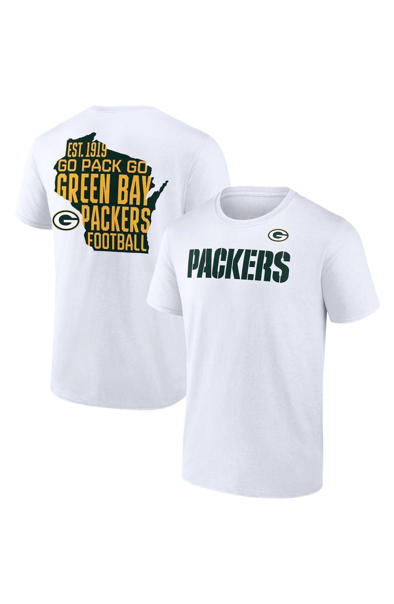 FANATICS Men's Fanatics Branded White Green Bay Packers Hot Shot State T-Shirt, Main, color,