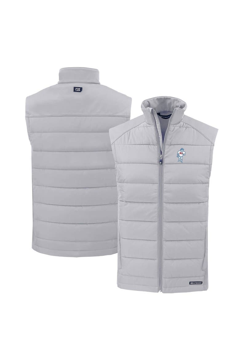Men's Cutter & Buck Gray Houston Oilers Throwback Evoke Hybrid Eco Softshell Recycled Full-Zip Vest, Main, color, Gray
