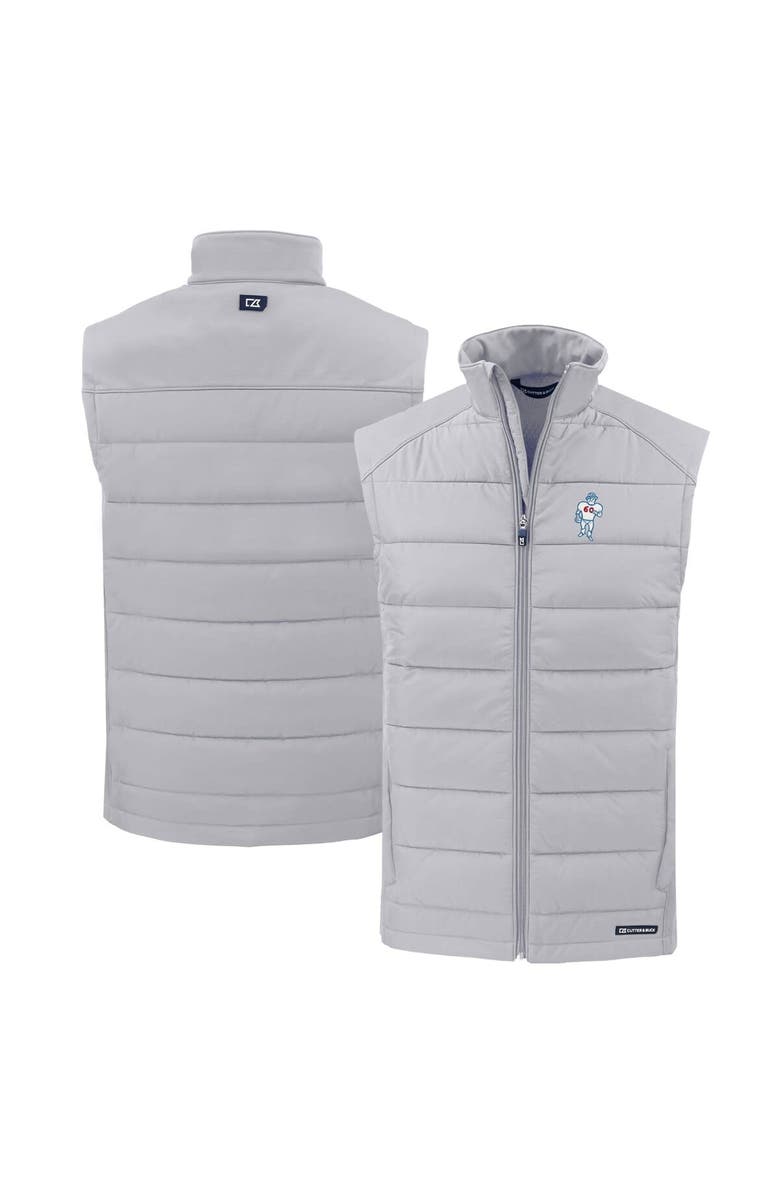 Cutter & Buck Men's Cutter & Buck Gray Houston Oilers Throwback Evoke Hybrid Eco Softshell Recycled Full-Zip Vest, Main, color,