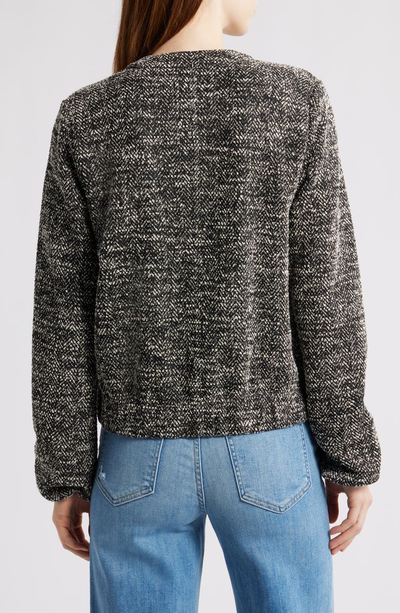 NIC+ZOE Chevron Tweed Bomber Jacket, Alternate, color, Black Multi