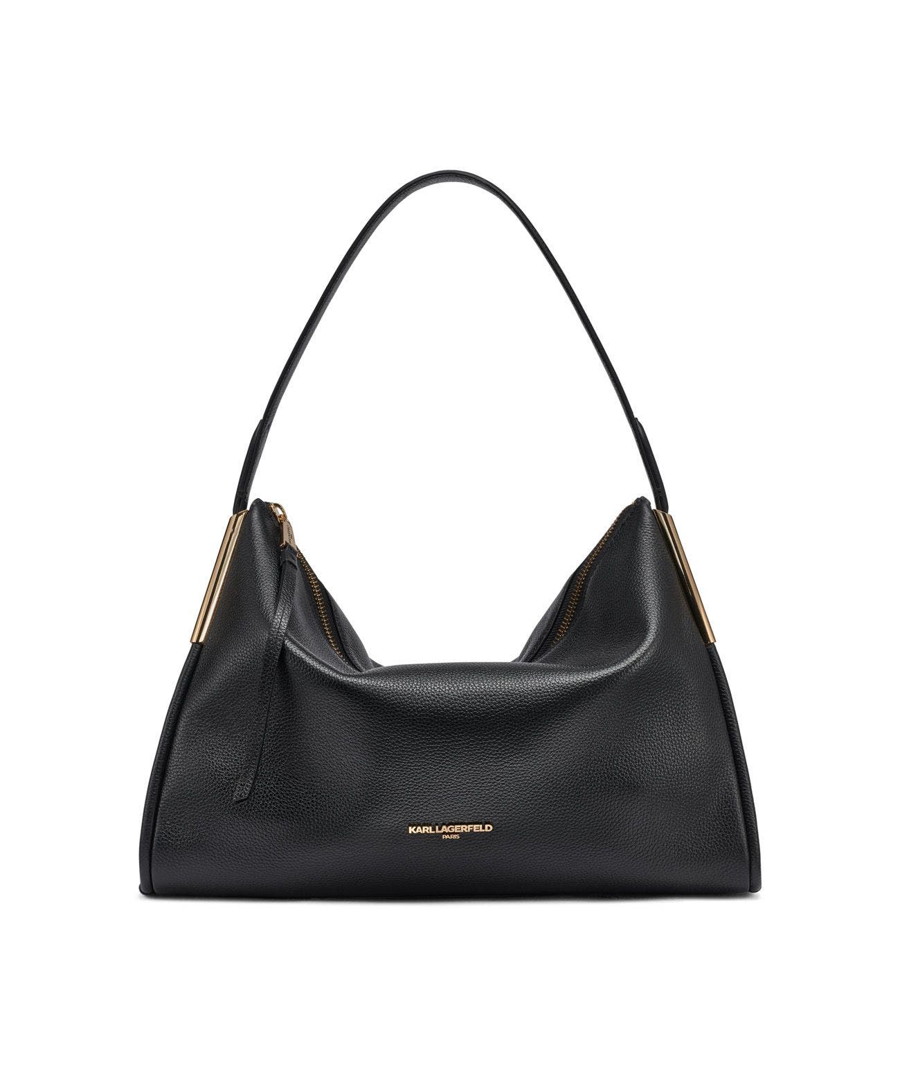 KARL LAGERFELD PARIS Valerie Hobo, Main, color, Black/Gold