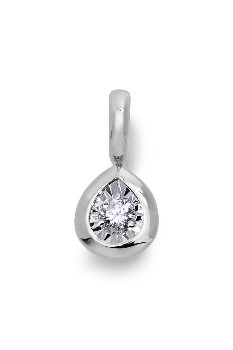 Solitaire Pear Cut Lab Grown Diamond Pendant Charm, Main, color, STERLING SILVER / LAB DIA