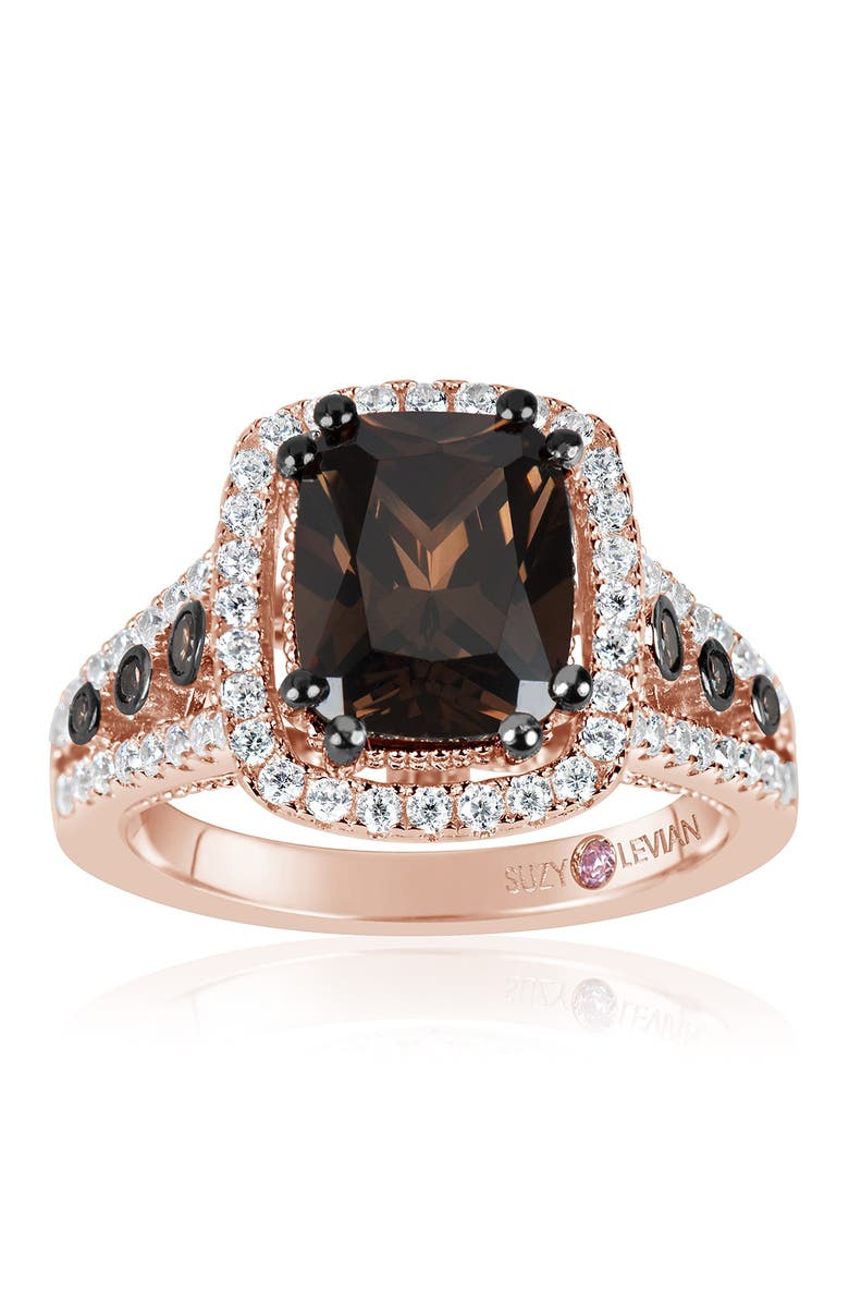 SUZY LEVIAN Two-Tone Chocolate & White CZ Ring, Alternate, color, 