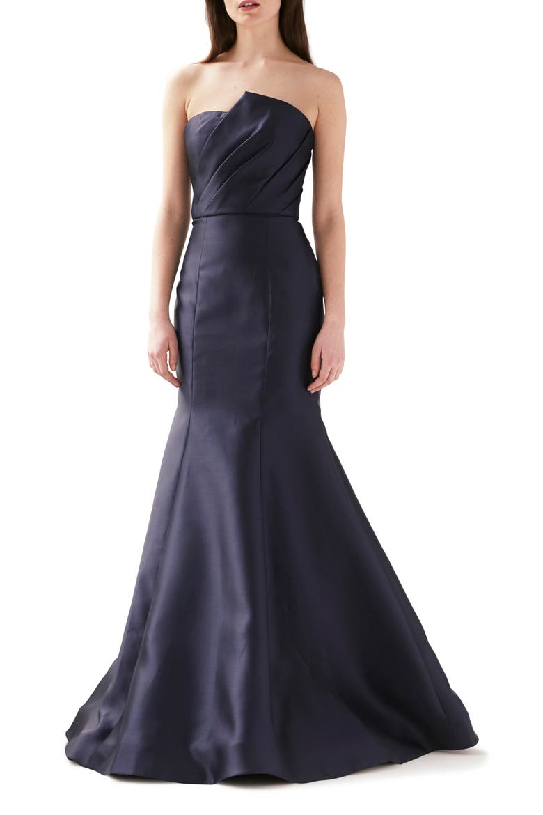Strapless Mermaid Evening Gown, Main, color, NAVY